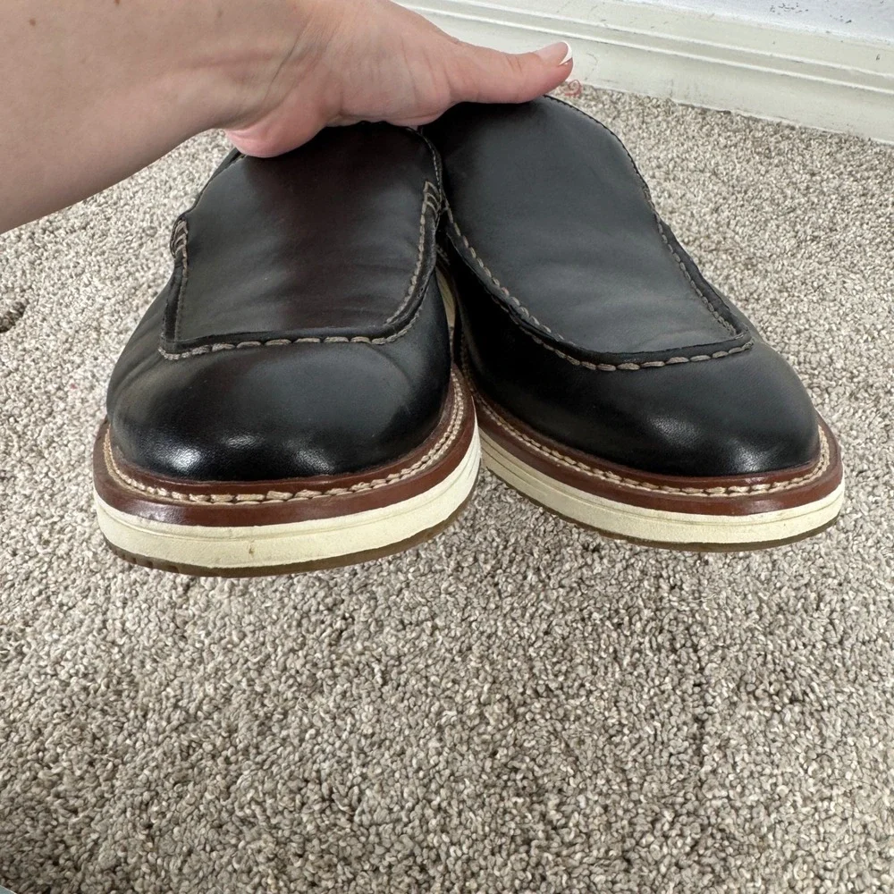Johnston & Murphy McGuffey Black Leather TRUFOAM Slip On Loafers Mens 11.5M